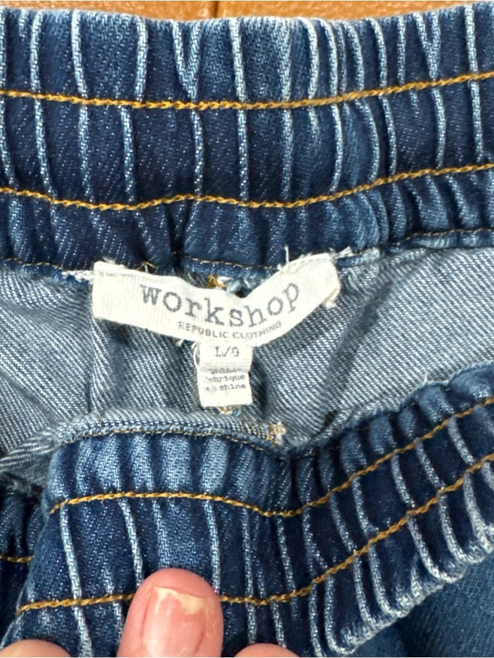 Women’s Denim Shorts Blue Drawstring Elastic Waist Casual Summer Lounge - Picture 3 of 8